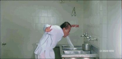 Three versions of the priest vomiting scene.